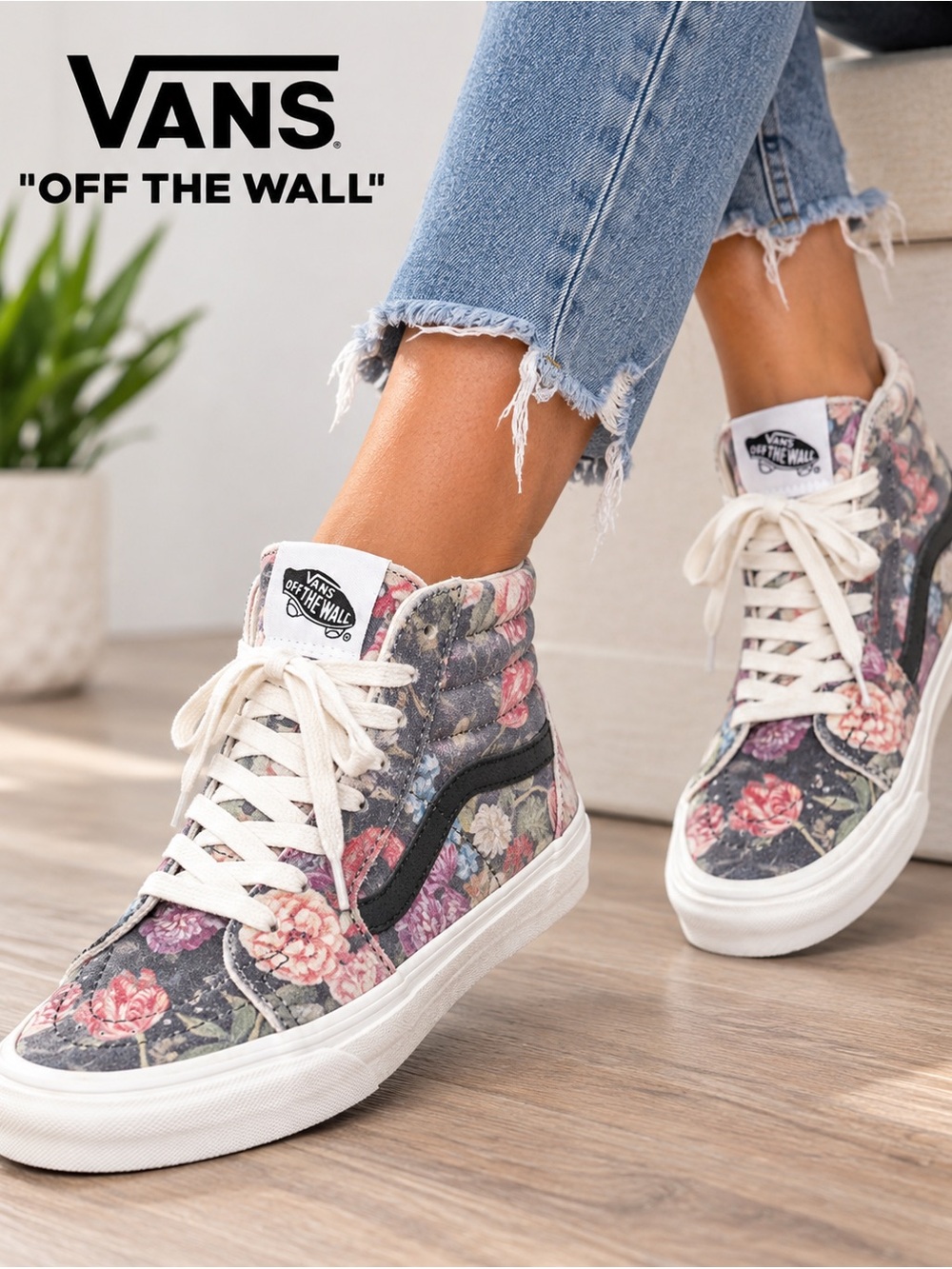 Vans Sk8-Hi Women’s Floral High Top Sneakers Black Multi Size 6